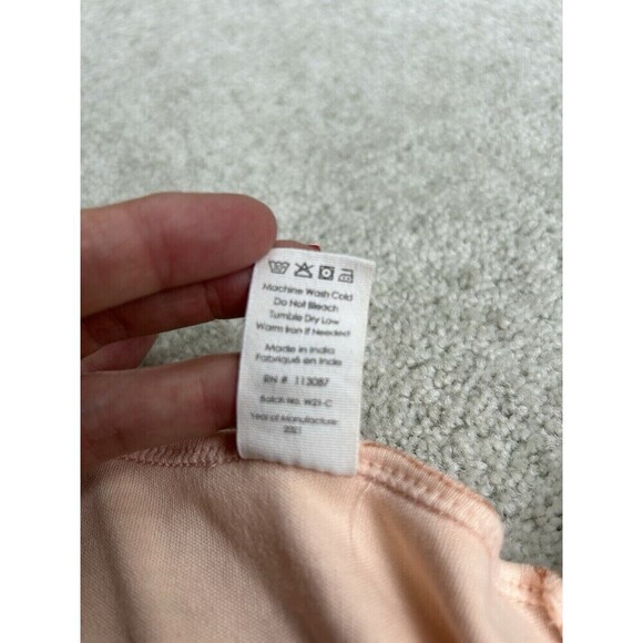 KATE QUINN ORGANICS V-Neckline 3/4 Length Sleeve Cinched Top Peach Medium Women - Picture 4 of 7